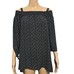 Laura Plus Black and White Off-Shoulder Polka-dot Pattern  Top Size US 18